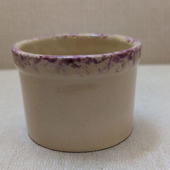Handcrafted Alpine Pottery Mini Crock Cream and Purple Bowl Planter Vintage - Picture 3 of 8
